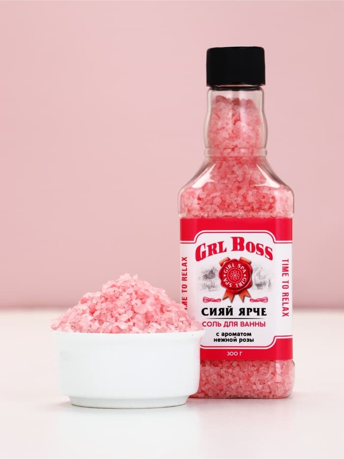 Подарочный набор косметики GRL BOSS, гель для душа виски 250 мл и соль для ванны 300 г, Чистое счастье