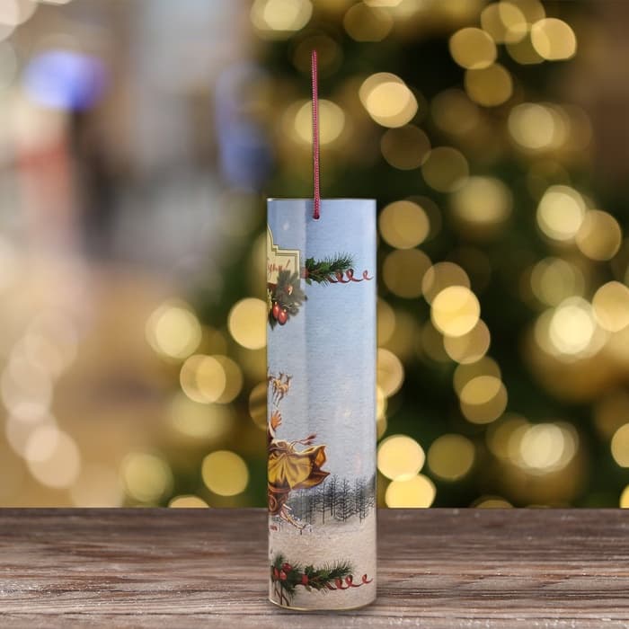 Подарочная коробка, тубус под бутылку «Санта» 92×350 мм (330 мм внутр. высота).