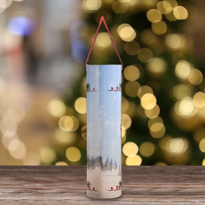 Подарочная коробка, тубус под бутылку «Санта» 92×350 мм (330 мм внутр. высота).