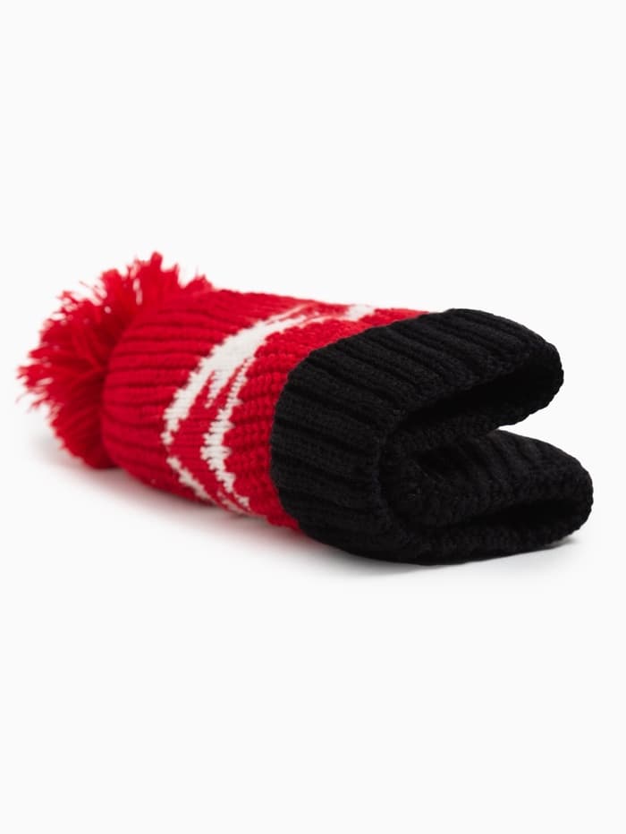 Шапка MINAKU с помпоном, размер 50-52, красная