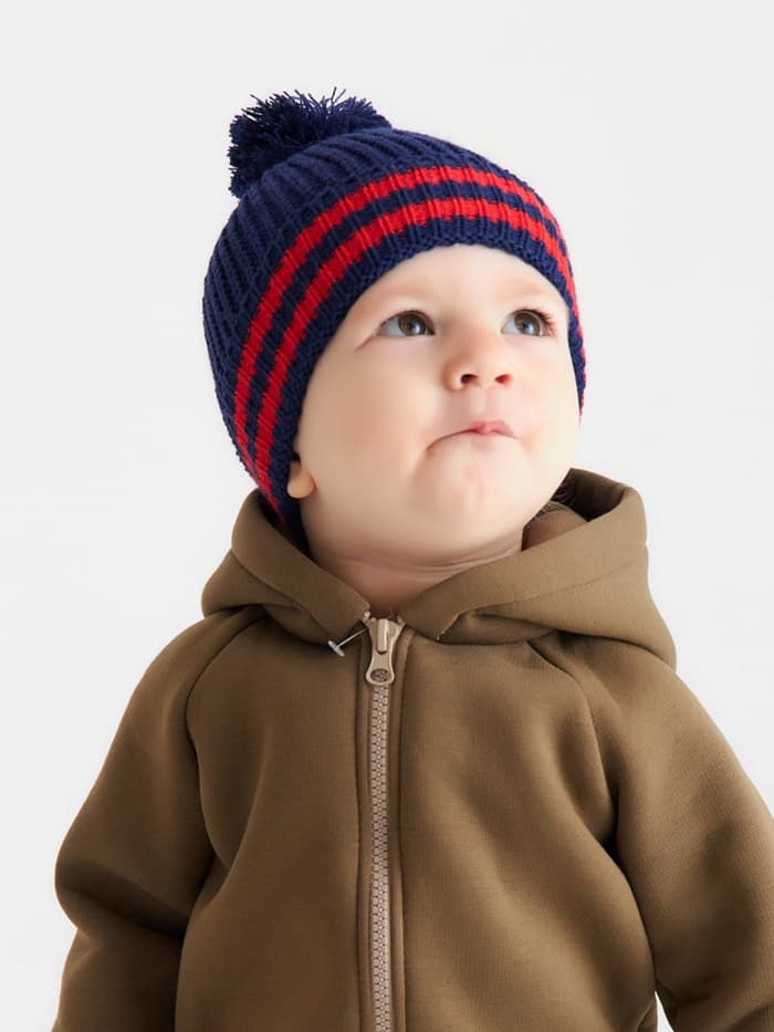 Шапка MINAKU с помпоном, размер 50-52, синяя