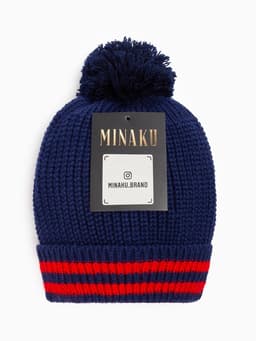 Шапка MINAKU с помпоном, размер 50-52, синяя