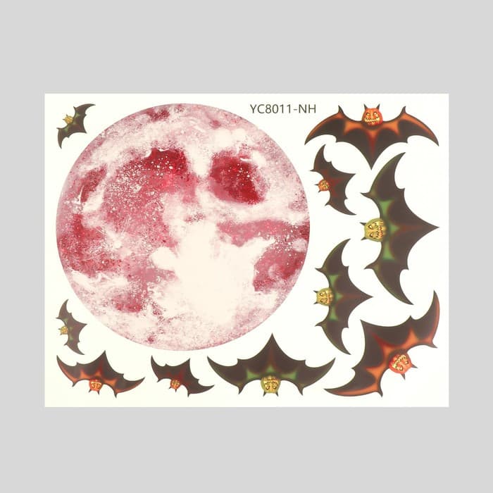 Наклейка интерьерная фосфорная «Полнолуние и летучие мыши», 30×24 см