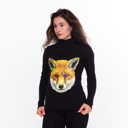 Термобельё женское (джемпер, легинсы) принт лиса, чёрное, размер 42