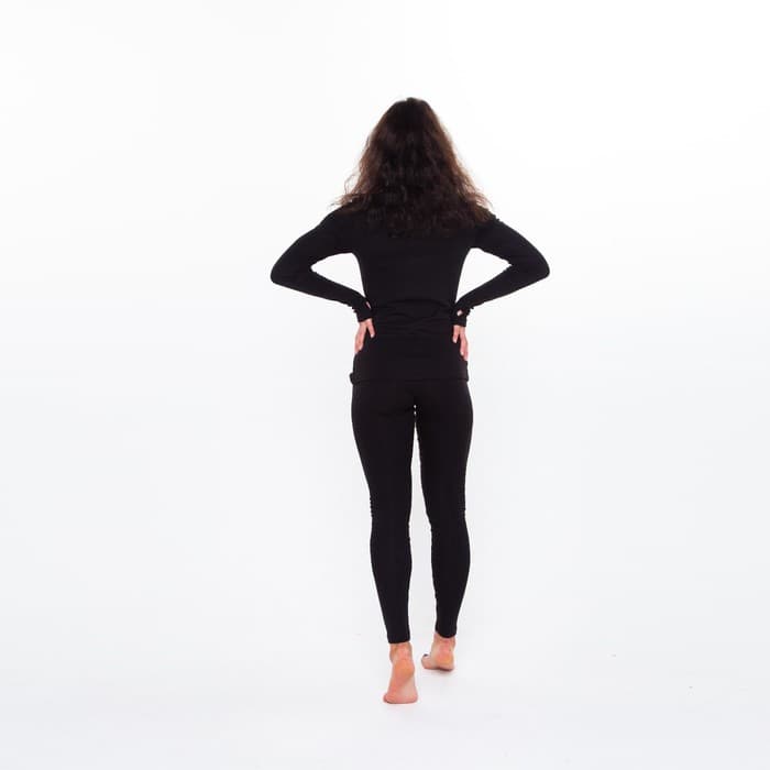 Термобельё женское (джемпер, легинсы) принт лиса, чёрное, размер 42