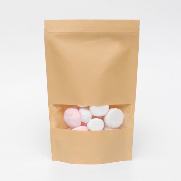 Пакет фасовочный, крафт, зип - лок, с окном, 20(4) × 30 см