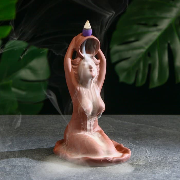 Подставка для благовоний TAKE IT EASY «Омовение Джии», набор благовоний конусы, стелющийся дым, 18×13 см