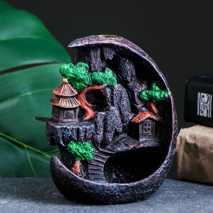 Подставка для благовоний TAKE IT EASY «Деревенька в горах», стелющийся дым, 11×7×12 см