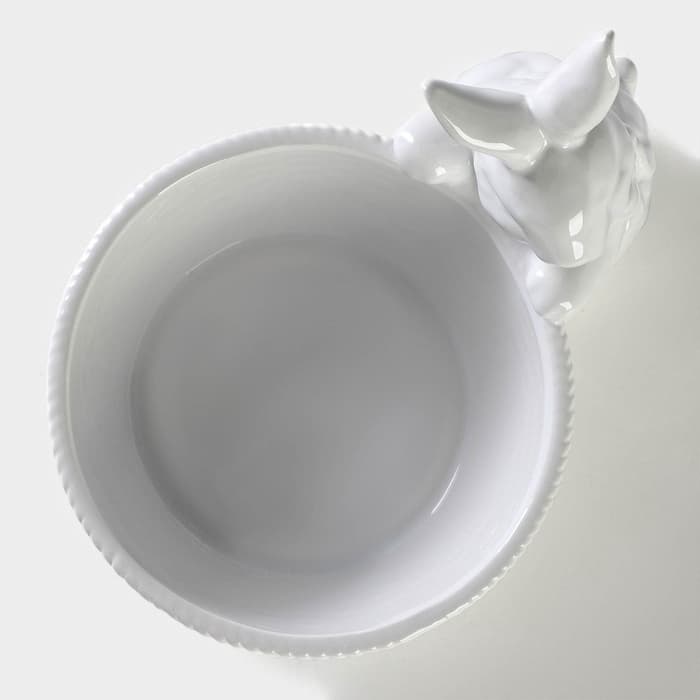 Конфетница Доляна «Зайка», 650 мл, 21.5×15.5×16.5 см, доломит, белая