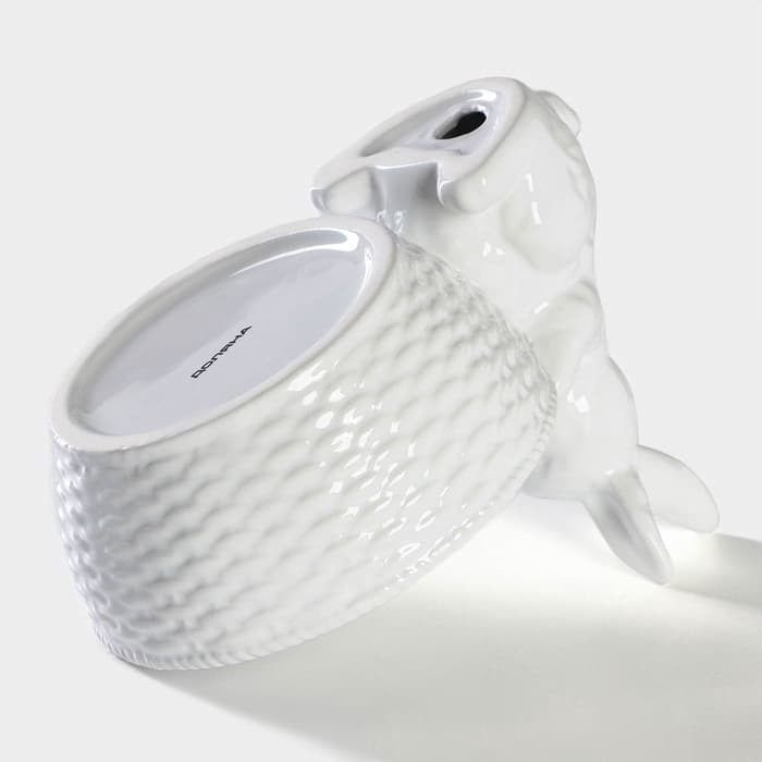 Конфетница Доляна «Зайка», 650 мл, 21.5×15.5×16.5 см, доломит, белая