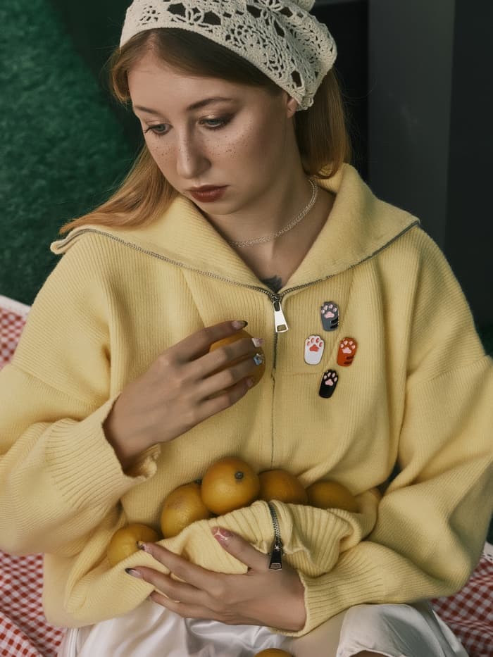 Набор значков (4 шт.) «Лапки», кошачьи, цветной в золоте