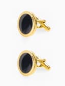 Запонки «Круг» линии, чёрные в золоте