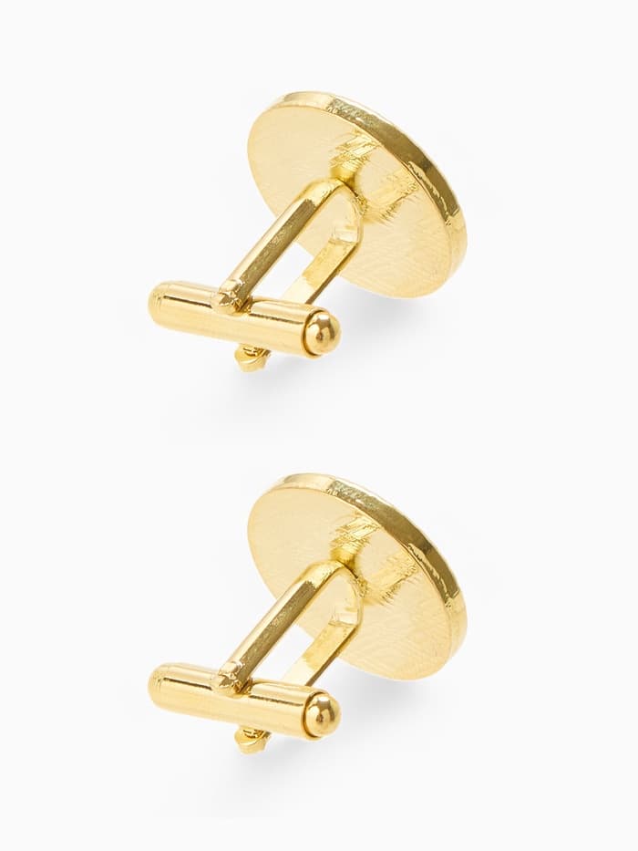 Запонки «Круг» линии, чёрные в золоте