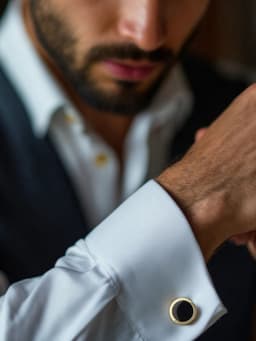 Запонки «Круг» линии, чёрные в золоте