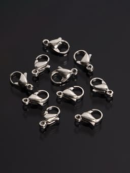 Замок карабин, 10 шт. 12×7 мм, цвет серебро