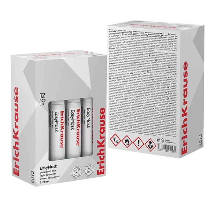 Ручка-корректор 7 мл, ErichKrause EasyMask, с металлическим наконечником, экономичный расход, на основе растворителя