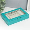 Шкатулка для украшений «Хэмптонс», с зеркалом, искусственная кожа, с замком, голубая, 5.5×27×18 см