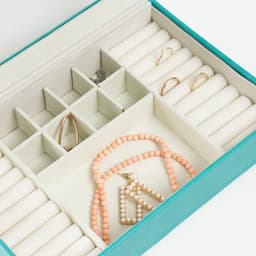 Шкатулка для украшений «Хэмптонс», с зеркалом, искусственная кожа, с замком, голубая, 5.5×27×18 см