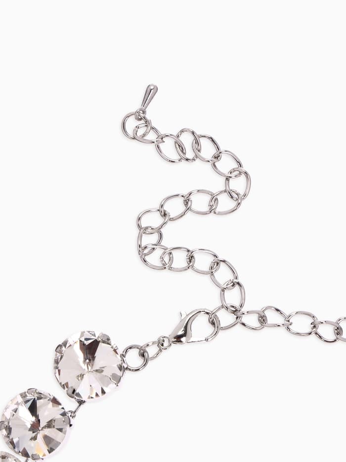 Колье «Драгоценность», капля, белое в серебре, 34 см