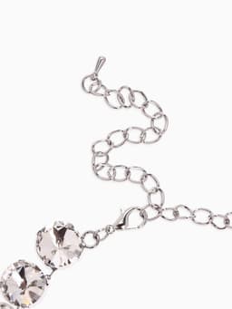 Колье «Драгоценность», капля, белое в серебре, 34 см