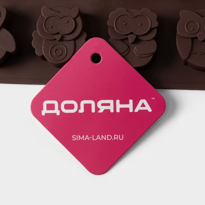 Форма для шоколада Доляна «Совы», силикон, 19×15 см, 12 ячеек (3.5×3.5×1.5 см), коричневая