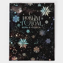 Пакет новогодний подарочный голографический «Танец снежинок», 18×23×10 см