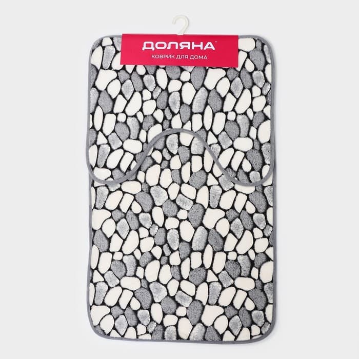 Коврики для ванной и туалета Доляна «Галька», 2 шт., 40×49 см, 50×80 см