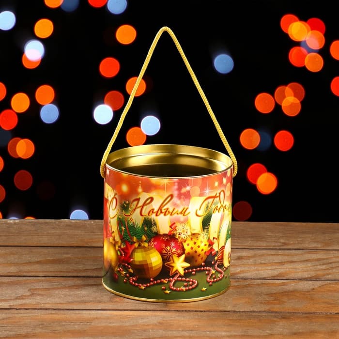 Подарочная коробка, тубус «Новогодние игрушки» 120×120 мм (100 мм внутр. высота).