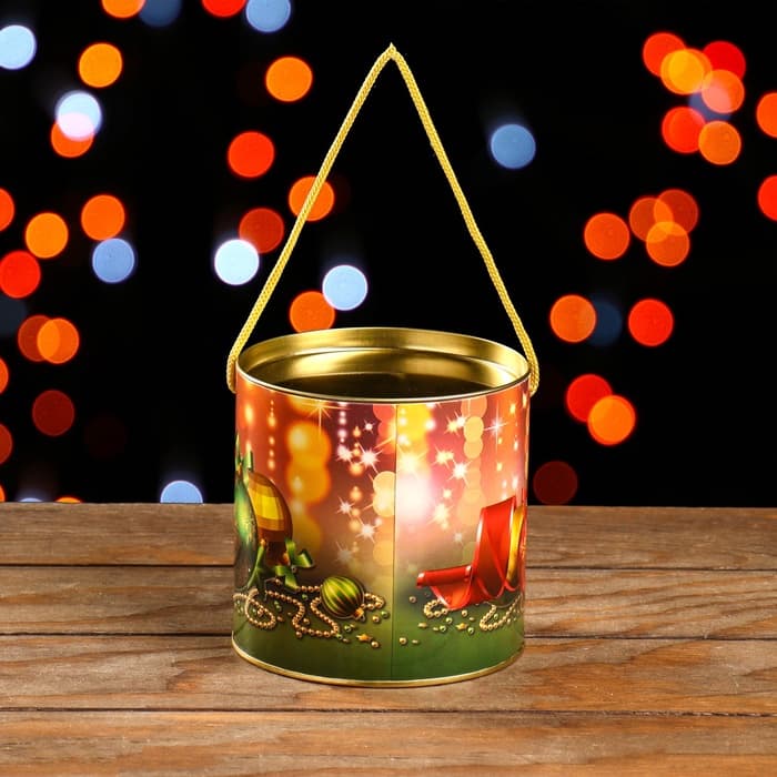 Подарочная коробка, тубус «Новогодние игрушки» 120×120 мм (100 мм внутр. высота).