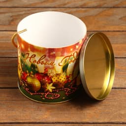 Подарочная коробка, тубус «Новогодние игрушки» 120×120 мм (100 мм внутр. высота).