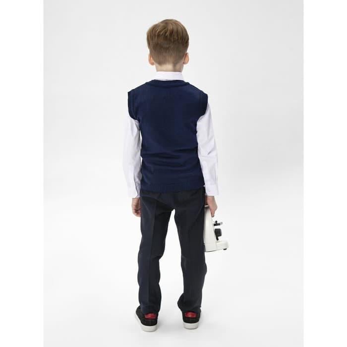 Жилет вязаный для мальчика Amarobaby Pure Love School, рост 134 см, синий