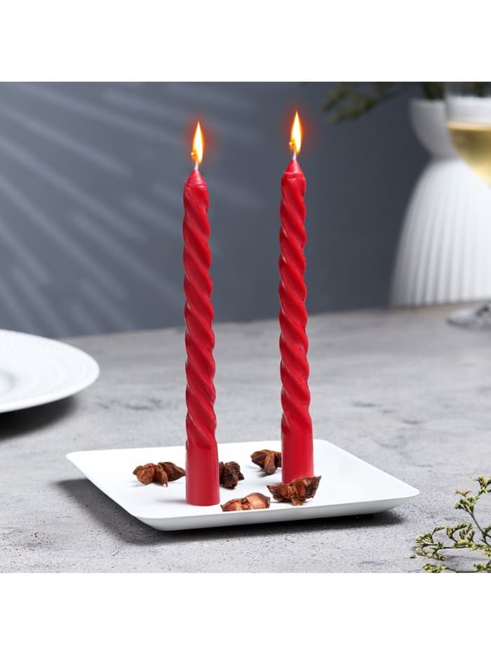 Набор свечей ароматических витых, 1.5×15 см, 2 шт., лаванда