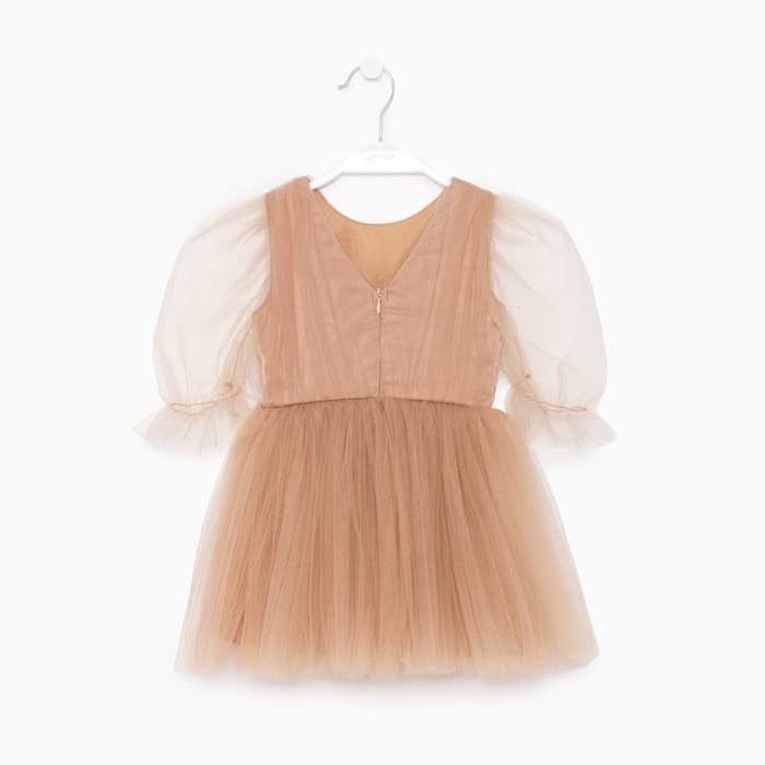 Платье нарядное для девочки KAFTAN, бежевое, рост 134-140 см