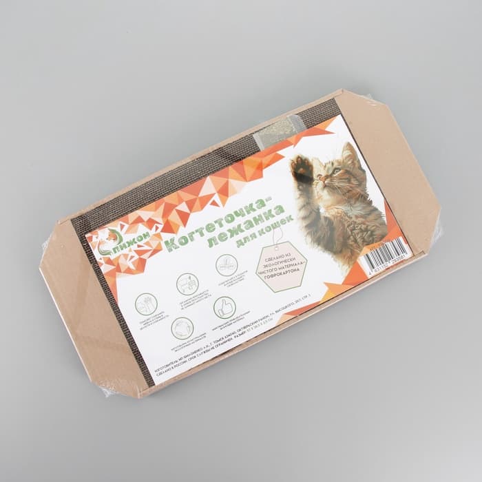 Когтеточка-лежанка для кошек «Пижон» КРАФТ, 57×28.5×2.5 см, гофрокартон