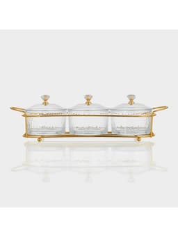 Набор конфетниц «Богема», на подставке 33×9.5×8.5, 3 шт., стекло, цвет металла золотистый