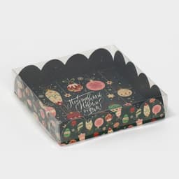 Коробка для кондитерских изделий с пластиковой крышкой «С Новым годом», 13×13×3 см