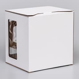 Коробка под торт 2 окна, с ручками, белая, + подложка 2.5 золото - белый, 24×24×20 см