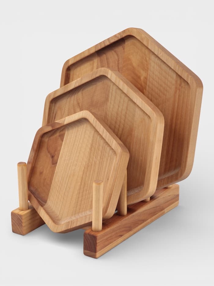 Подарочный набор посуды Adelica «Ромб», тарелки 3 шт., d=24 см, d=20 см, d=16 см, дерево берёза