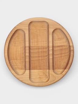 Подарочный набор посуды Adelica «Бари», доска разделочная d=25 см, блюдо для подачи d=24 см, менажница 3 секции d=20 см, подставка, дерево берёза