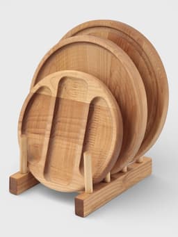 Подарочный набор посуды Adelica «Бари», доска разделочная d=25 см, блюдо для подачи d=24 см, менажница 3 секции d=20 см, подставка, дерево берёза