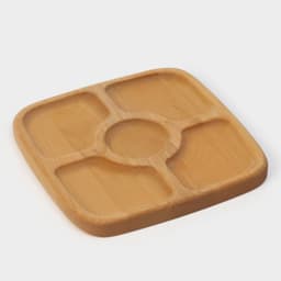 Подарочный набор посуды Adelica «Мечта хозяйки», доска разделочная d=28 см, блюдо для подачи d=24 см, менажница d=20 см, подставка, дерево берёза