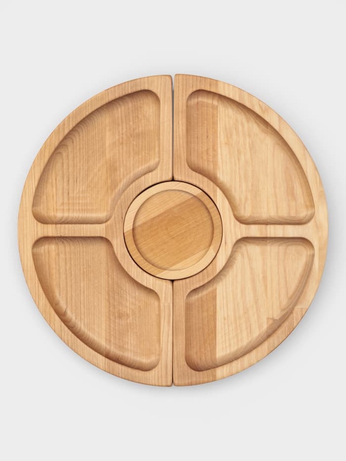 Подарочный набор посуды Adelica «С любовью», столик для вина d=32 см, менажница d=25 см, подсвечник d=8 см, дерево берёза