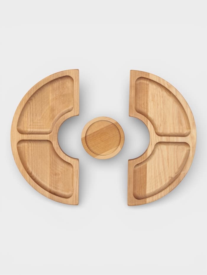 Подарочный набор посуды Adelica «С любовью», столик для вина d=32 см, менажница d=25 см, подсвечник d=8 см, дерево берёза