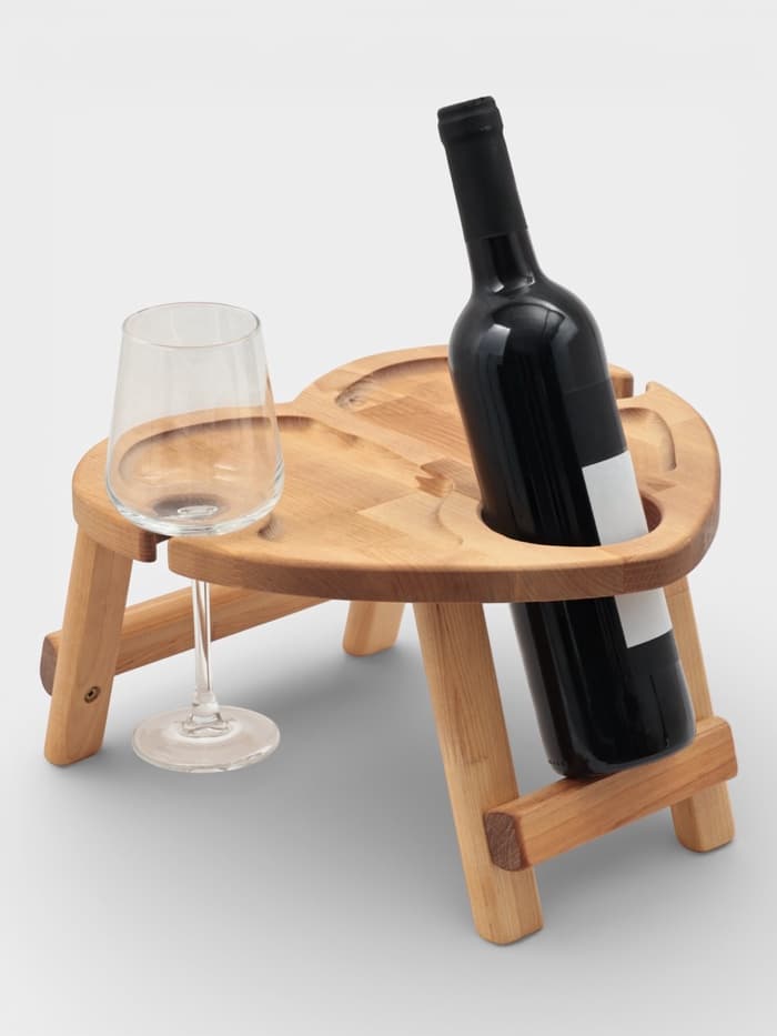 Подарочный набор посуды Adelica «С любовью», столик для вина d=32 см, менажница d=25 см, подсвечник d=8 см, дерево берёза