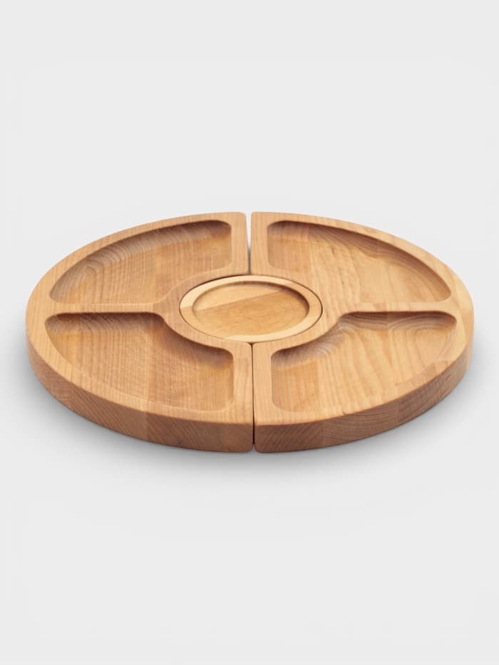 Подарочный набор посуды Adelica «С любовью», столик для вина d=32 см, менажница d=25 см, подсвечник d=8 см, дерево берёза