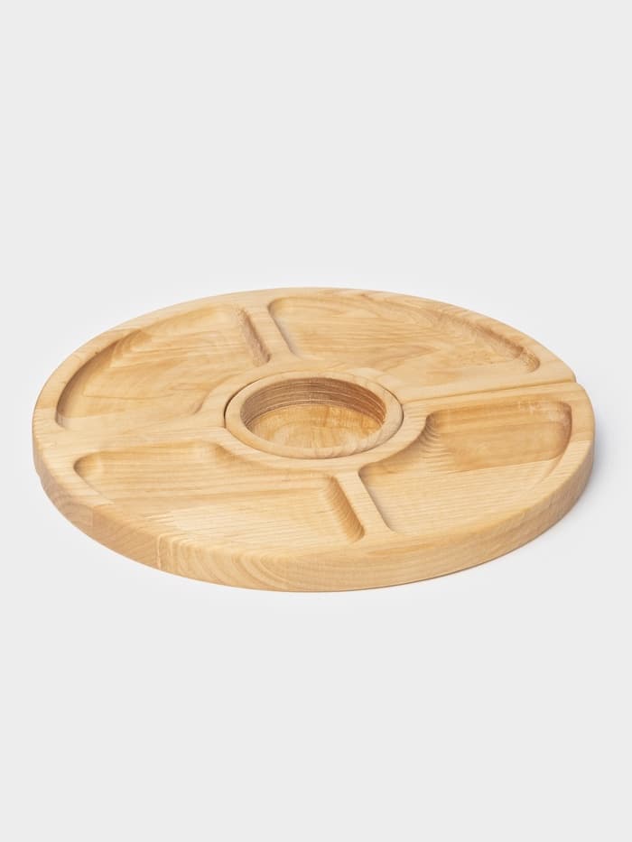 Подарочный набор посуды Adelica «Винный», столик для вина d=32 см, менажница d=25 см, подсвечник d=8 см, дерево берёза