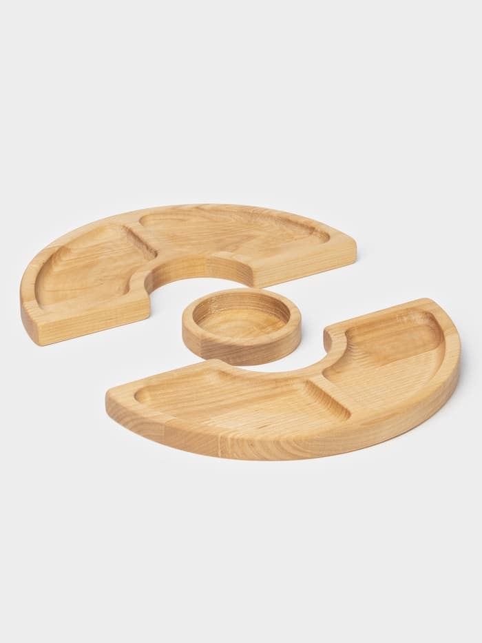 Подарочный набор посуды Adelica «Винный», столик для вина d=32 см, менажница d=25 см, подсвечник d=8 см, дерево берёза