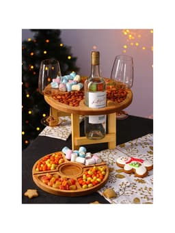 Подарочный набор посуды Adelica «Винный», столик для вина d=32 см, менажница d=25 см, подсвечник d=8 см, дерево берёза