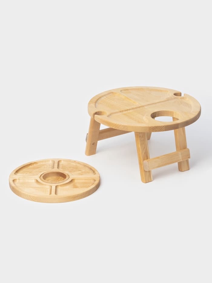 Подарочный набор посуды Adelica «Винный», столик для вина d=32 см, менажница d=25 см, подсвечник d=8 см, дерево берёза