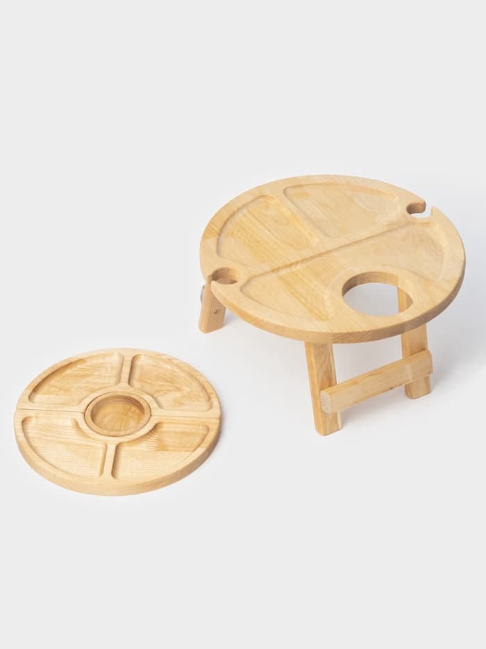 Подарочный набор посуды Adelica «Винный», столик для вина d=32 см, менажница d=25 см, подсвечник d=8 см, дерево берёза